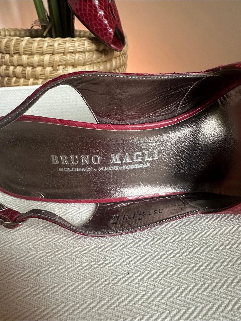 Bruno Magli vintage Red snake skin Slingback Heels